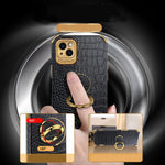 Custodia in pelle con motivo coccodrillo in TPU elettrolitico con supporto per anello, For iPhone 13 Pro Max, For iPhone 13 Pro, For iPhone 13, For iPhone 13 mini