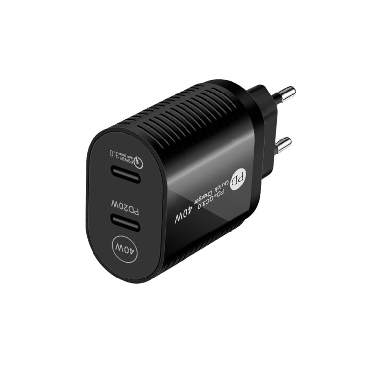 Caricabatterie rapido PD / Type-C a doppia porta da 40 W per serie iPhone / iPad, spina europea, EU Plug
