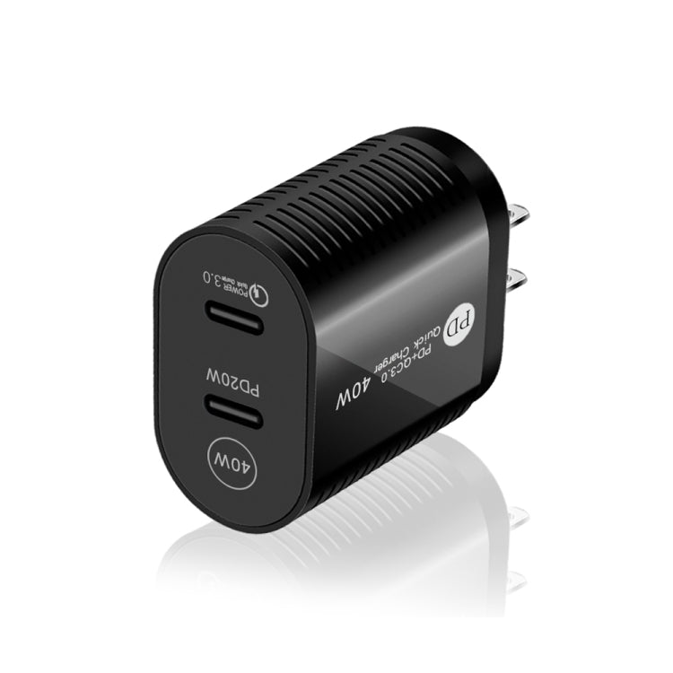 Caricabatterie rapido PD 40W doppia porta USB-C con cavo Type-C