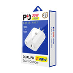 Caricabatterie rapido PD 40W doppia porta USB-C con cavo Type-C