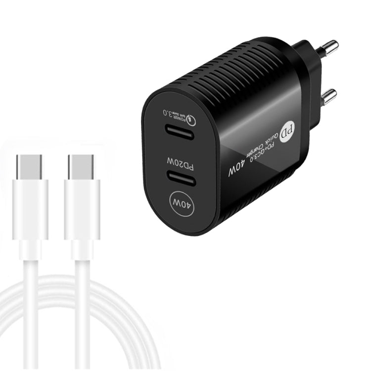 Caricabatterie rapido PD 40W doppia porta USB-C con cavo Type-C
