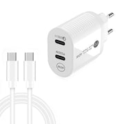 Caricabatterie rapido PD / Type-C a doppia porta da 40 W con cavo dati da Type-C a Type-C, spina europea, EU Plug + Type-C to Type-C Cable