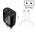Caricabatterie rapido PD / Type-C a doppia porta da 40 W con cavo dati da Type-C a 8 pin, spina europea, EU Plug + Type-C to 8 Pin Cable
