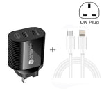 Caricabatterie rapido PD / Type-C a doppia porta da 40 W con cavo dati da Type-C a 8 pin, spina UK, UK Plug + Type-C to 8 Pin Cable