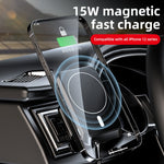W-987 Staffa di uscita dell'aria per auto per caricabatterie wireless da 15 W con aspirazione magnetica per iPhone serie 12 e altri smartphone, W-987