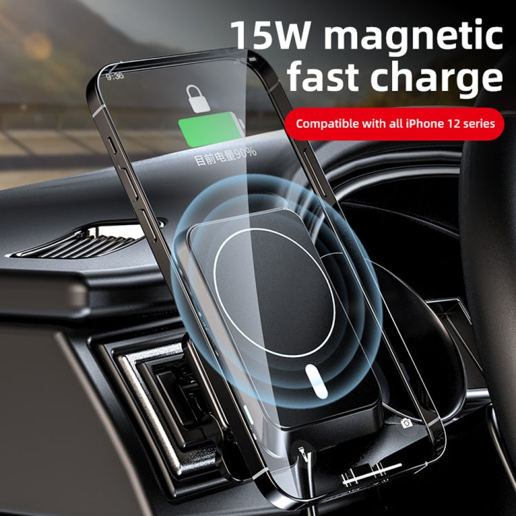 W-987 Staffa di uscita dell'aria per auto per caricabatterie wireless da 15 W con aspirazione magnetica per iPhone serie 12 e altri smartphone, W-987