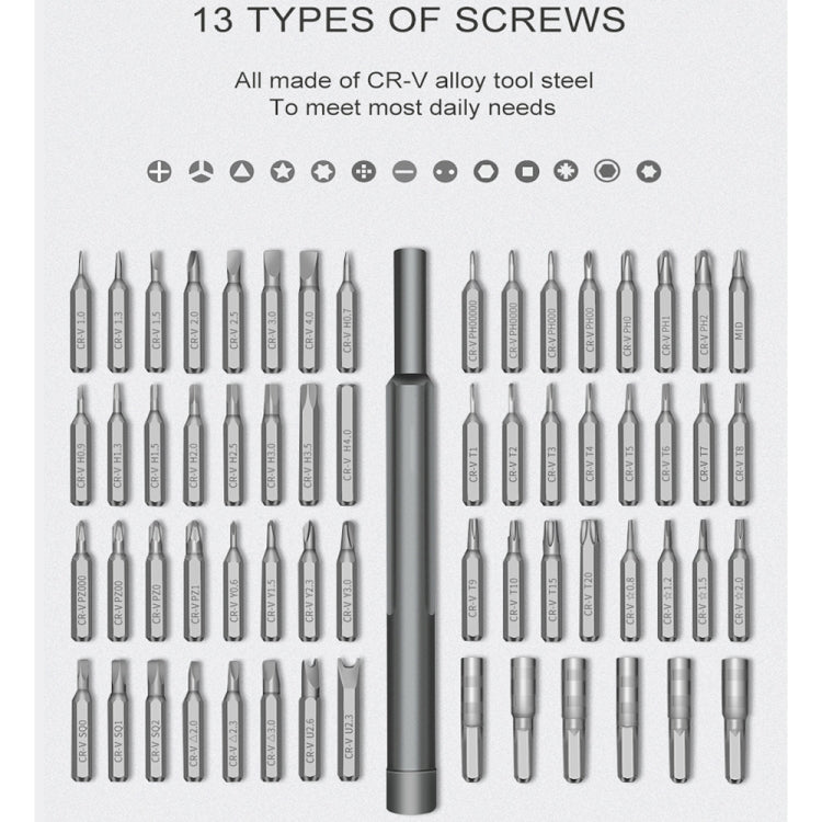 A63 63 in 1 Screwdriver Set Computer Tablet Cellphone Disassembly and Maintenance Tool, A63 63 in 1