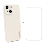 Hat-Prince ENKAY Custodia protettiva antiurto in silicone liquido Cover protettiva anticaduta + proteggi schermo in vetro temperato 9H per iPhone 13