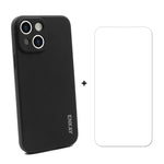Hat-Prince ENKAY Custodia protettiva antiurto in silicone liquido Cover protettiva anticaduta + proteggi schermo in vetro temperato 9H per iPhone 13