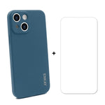 Hat-Prince ENKAY Custodia protettiva antiurto in silicone liquido Cover protettiva anticaduta + proteggi schermo in vetro temperato 9H per iPhone 13