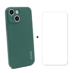 Hat-Prince ENKAY Custodia protettiva antiurto in silicone liquido Cover protettiva anticaduta + proteggi schermo in vetro temperato 9H per iPhone 13