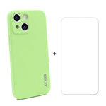 Hat-Prince ENKAY Custodia protettiva antiurto in silicone liquido Cover protettiva anticaduta + proteggi schermo in vetro temperato 9H per iPhone 13