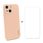 Hat-Prince ENKAY Custodia protettiva antiurto in silicone liquido Cover protettiva anticaduta + proteggi schermo in vetro temperato 9H per iPhone 13