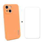 Hat-Prince ENKAY Custodia protettiva antiurto in silicone liquido Cover protettiva anticaduta + proteggi schermo in vetro temperato 9H per iPhone 13