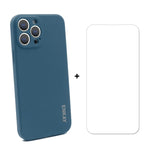 Hat-Prince ENKAY Custodia protettiva antiurto in silicone liquido Cover protettiva anticaduta + Proteggi schermo in vetro temperato 9H per iPhone 13 Pro, For iPhone 13 Pro