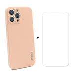 Hat-Prince ENKAY Custodia protettiva antiurto in silicone liquido Cover protettiva anticaduta + Proteggi schermo in vetro temperato 9H per iPhone 13 Pro, For iPhone 13 Pro