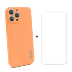Hat-Prince ENKAY Custodia protettiva antiurto in silicone liquido Cover protettiva anticaduta + Proteggi schermo in vetro temperato 9H per iPhone 13 Pro, For iPhone 13 Pro