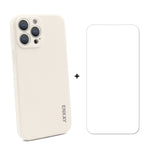 Hat-Prince ENKAY Custodia protettiva antiurto in silicone liquido Cover protettiva anticaduta + Proteggi schermo in vetro temperato 9H per iPhone 13 Pro Max, For iPhone 13 Pro Max