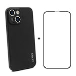 Hat-Prince ENKAY Custodia protettiva antiurto in silicone liquido Cover protettiva anticaduta + Pellicola protettiva in vetro temperato a copertura totale per iPhone 13 mini, For iPhone 13 mini