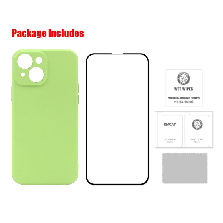 Hat-Prince ENKAY Custodia protettiva antiurto in silicone liquido Cover protettiva anticaduta + Pellicola protettiva in vetro temperato a copertura totale per iPhone 13 mini, For iPhone 13 mini