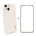 Hat-Prince ENKAY Custodia protettiva antiurto in silicone liquido Cover protettiva anticaduta + Pellicola protettiva in vetro temperato a copertura totale per iPhone 13, For iPhone 13