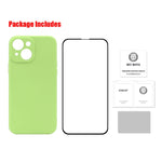 Hat-Prince ENKAY Custodia protettiva antiurto in silicone liquido Cover protettiva anticaduta + Pellicola protettiva in vetro temperato a copertura totale per iPhone 13, For iPhone 13
