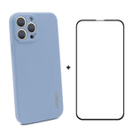 Hat-Prince ENKAY Custodia protettiva antiurto in silicone liquido Cover protettiva anticaduta + Pellicola protettiva in vetro temperato a copertura totale per iPhone 13 Pro, For iPhone 13 Pro