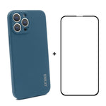 Hat-Prince ENKAY Custodia protettiva antiurto in silicone liquido Cover protettiva anticaduta + Pellicola protettiva in vetro temperato a copertura totale per iPhone 13 Pro, For iPhone 13 Pro