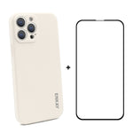 Hat-Prince ENKAY Custodia protettiva antiurto in silicone liquido Cover protettiva anticaduta + Pellicola protettiva in vetro temperato a copertura totale per iPhone 13 Pro Max, For iPhone 13 Pro Max
