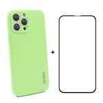Hat-Prince ENKAY Custodia protettiva antiurto in silicone liquido Cover protettiva anticaduta + Pellicola protettiva in vetro temperato a copertura totale per iPhone 13 Pro Max, For iPhone 13 Pro Max