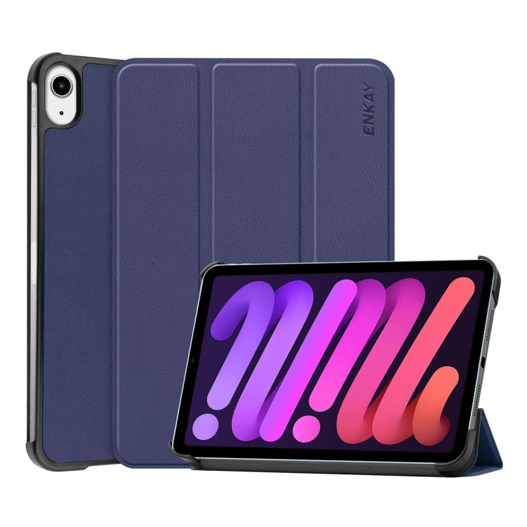 ENKAY Custer Texture Flip orizzontale Custodia in pelle PU + PC con supporto a tre pieghe e funzione Sleep / Wake-up per iPad mini 6 2021, For iPad mini 6 2021
