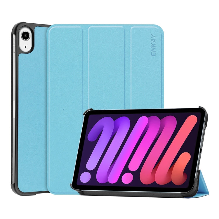 ENKAY Custer Texture Flip orizzontale Custodia in pelle PU + PC con supporto a tre pieghe e funzione Sleep / Wake-up per iPad mini 6 2021, For iPad mini 6 2021