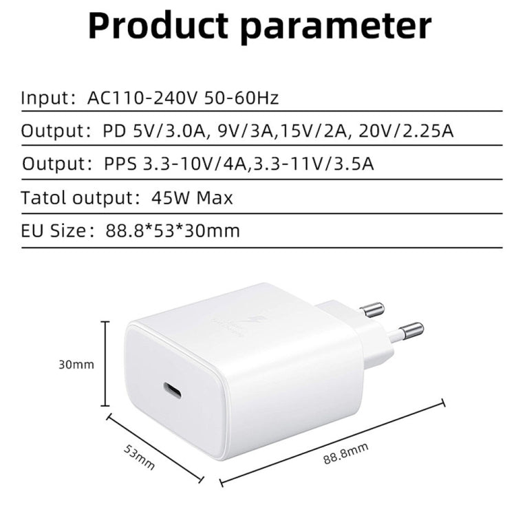 Caricabatterie rapido 45W USB-C con spina europea
