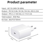 Caricabatterie rapido M135 da 45 W con porta USB-C / Type-C, spina europea, EU Plug