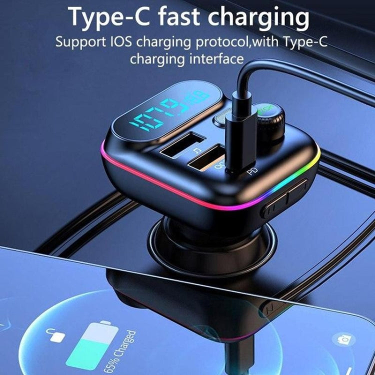 Trasmettitore FM per lettore MP3 per auto T70 con caricatore mobile per auto USB Bluetooth QC3.0 Carica rapida U Disk Music Player Modulatore FM, T70