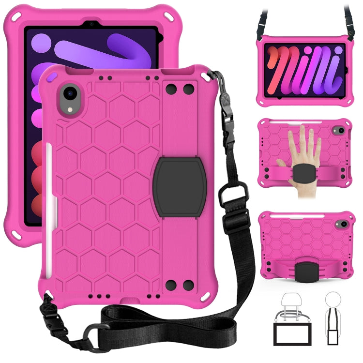 Design a nido d'ape Materiale EVA + PC Guscio protettivo piatto anticaduta a quattro angoli con cinturino, For iPad mini 6 / mini 2024