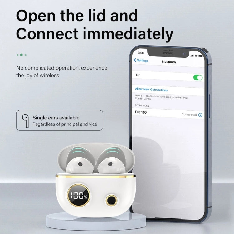 PRO100 TWS Bluetooth 5.2 Auricolari impermeabili con cancellazione del rumore Cuffie sportive stereo 9D con custodia di ricarica