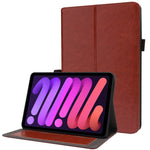 Custodia in pelle PU pieghevole orizzontale da lavoro con supporto a due pieghe, slot per schede e slot per penna, For iPad mini 6 / mini 2024