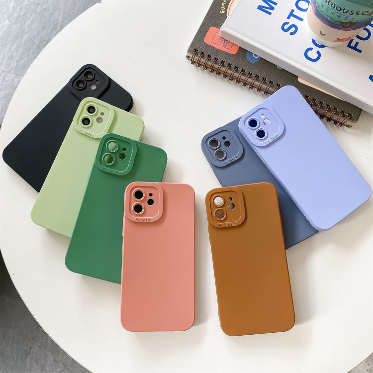 Custodia protettiva a copertura totale antiurto in silicone liquido tinta unita straight-edge, For iPhone 12 Pro Max, For iPhone 12 Pro, For iPhone 12