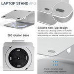 Supporto per laptop regolabile con rotazione di 360 gradi in lega di alluminio AP-2 per notebook da 11-17 pollici, AP-2