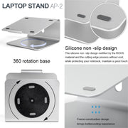 Supporto per laptop regolabile con rotazione di 360 gradi in lega di alluminio AP-2 per notebook da 11-17 pollici, AP-2