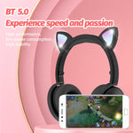 Cuffie Bluetooth BK9 HiFi 7.1 con orecchie di gatto luminose