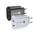 002 Caricabatterie rapido PD / Type-C a doppia porta da 40 W per serie iPhone / iPad, spina europea, EU Plug