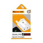 002 Caricabatterie rapido USB-C / Type-C Dual Port PD da 40 W per serie iPhone / iPad, spina UK, UK Plug