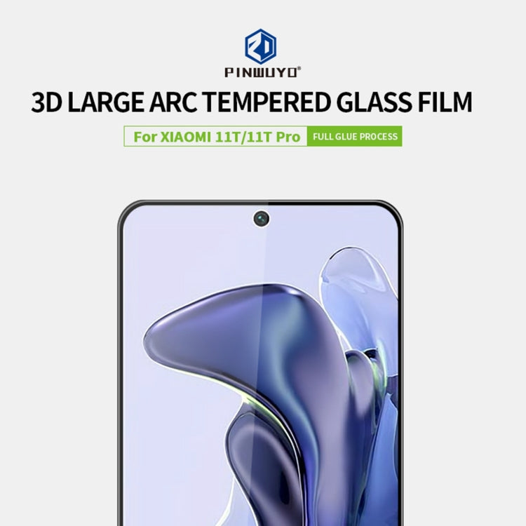 PINWUYO 9H Pellicola in vetro temperato a schermo intero curvo 3D antideflagrante, For Xiaomi Mi 11T / 11T Pro
