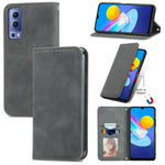 Custodia in pelle a vibrazione orizzontale magnetica retrò con sensazione di pelle con supporto e slot per schede e portafoglio e cornice per foto, For vivo Y72 5G, For OPPO Realme C21Y
