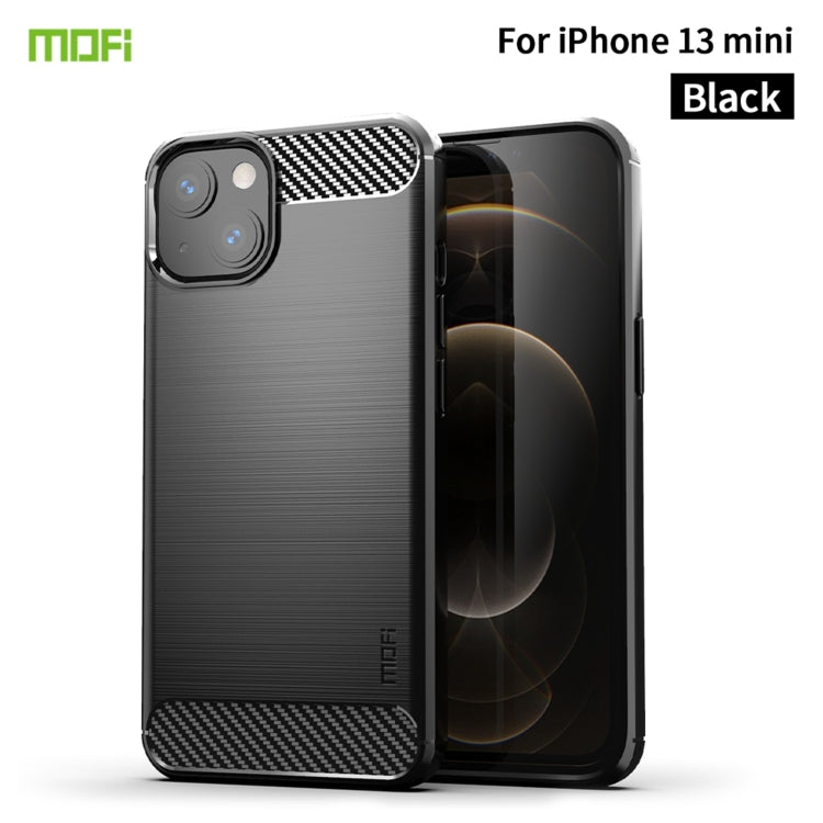 Custodia morbida in TPU in fibra di carbonio con trama spazzolata serie MOFI Gentleness, For iPhone 13 mini, For iPhone 13, For iPhone 13 Pro, For iPhone 13 Pro Max