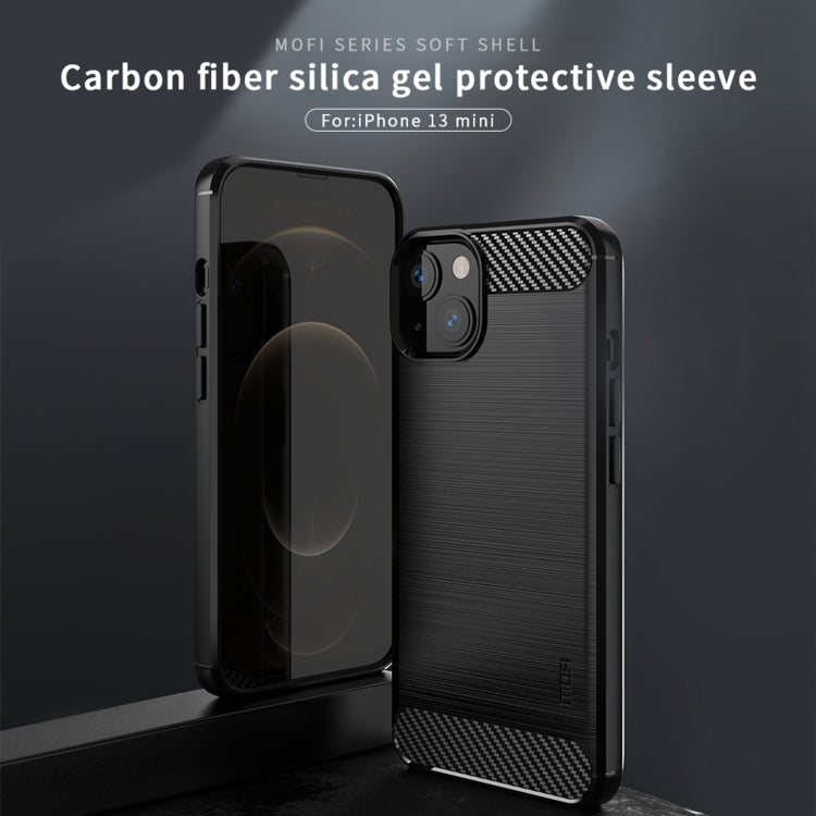 Custodia morbida in TPU in fibra di carbonio con trama spazzolata serie MOFI Gentleness, For iPhone 13 mini, For iPhone 13, For iPhone 13 Pro, For iPhone 13 Pro Max