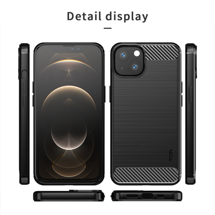 Custodia morbida in TPU in fibra di carbonio con trama spazzolata serie MOFI Gentleness, For iPhone 13 mini, For iPhone 13, For iPhone 13 Pro, For iPhone 13 Pro Max