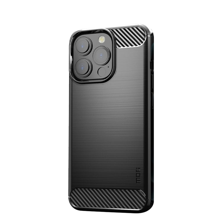 Custodia morbida in TPU in fibra di carbonio con trama spazzolata serie MOFI Gentleness, For iPhone 13 mini, For iPhone 13, For iPhone 13 Pro, For iPhone 13 Pro Max